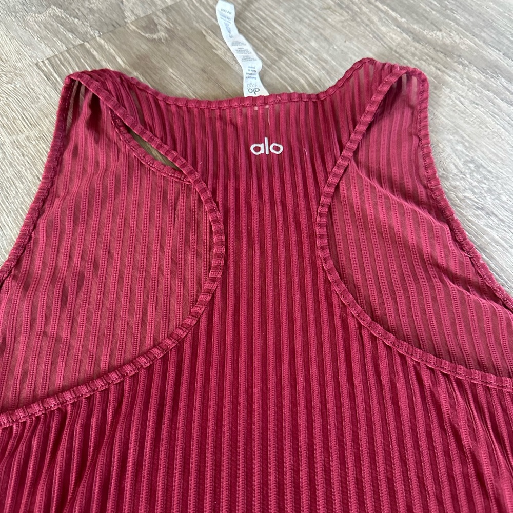 Alo Women's Ribbed Tank Top in Deep Wine